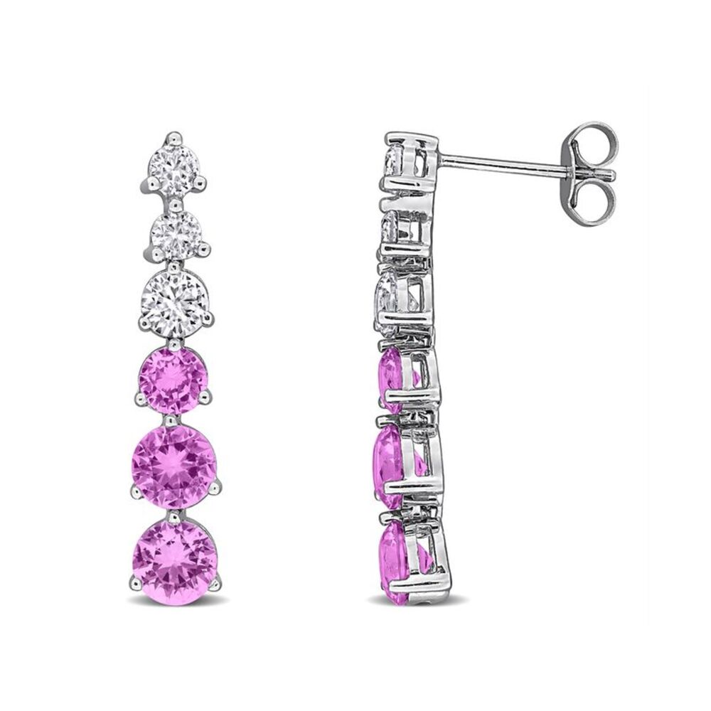 4.16 Carat (ctw) Lab-Created Pink and White Sapphire Dangle Earrings Silver